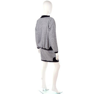 1980s Vintage Grey Sweatshirt & Skirt Sweatsuit Small