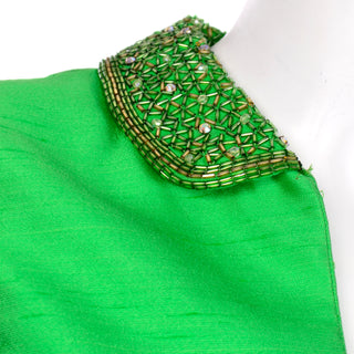 Vintage Jack Bryan beaded jacket with green pleated palazzo evening pants