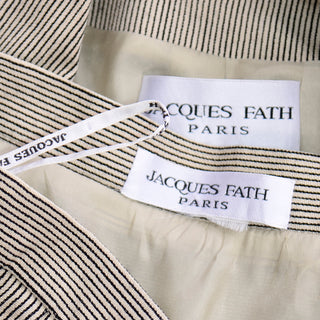 Jacques Fath Paris Vintage 1980s Black and White skirt suit with removable cuffs