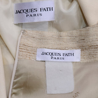 Vintage Jacques Fath Natural Linen Dress and Jacket Suit