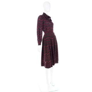 Jaeger Vintage Autumn Winter 3 Piece Skirt Bow Blouse & Velvet Jacket Outfit