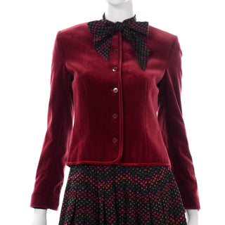 Burgundy Jaeger Vintage Autumn Winter 3 Piece Skirt Blouse & Jacket Outfit