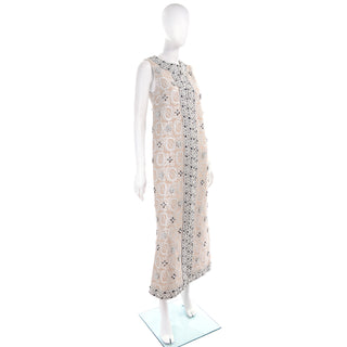 Jasmine Firenze Silk and Lurex Vintage Beaded Metallic Evening Dress