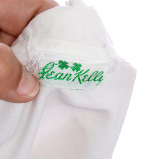 Jean Kelly 1950s vintage white cotton lace trimmed peasant blouse