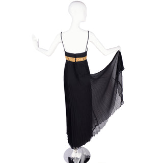 Jean Patou 1970's Sleeveless Evening Gown w/ Pleated Skirt