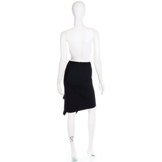 2000s Jean Paul Gaultier Femme Black Bodycon Skirt W Ruffled Slit Size S