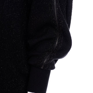 Jean Paul Gaultier Maille Femme Black Sparkle Knit Dress w Zipper Detail unique design