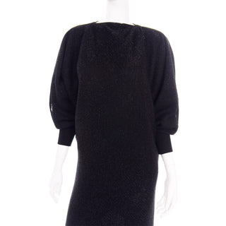 Jean Paul Gaultier Maille Femme Black Sparkle Knit Dress w Zipper Detail Statement sleeves