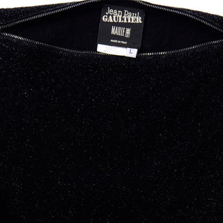 Jean Paul Gaultier Maille Femme Black Sparkle Knit Dress w Zipper Detail size Large