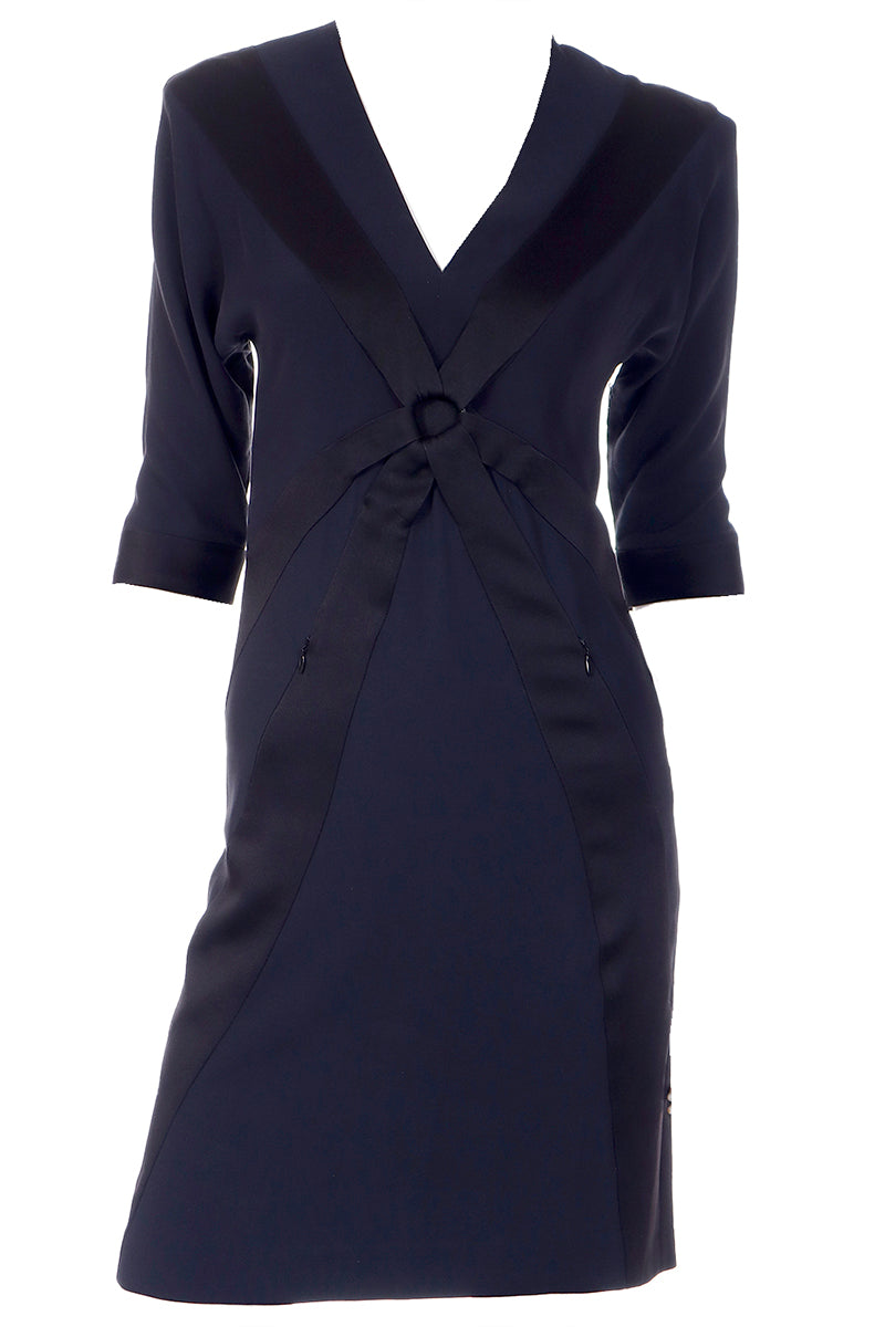 Vintage Jean Paul Gaultier Femme Bondage Inspired Midnight Blue Dress Modig Vintage Jean Paul Gaultier Femme Bondage Inspired Midnight Blue Dress Modig