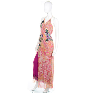 Jenny Packham long silk summer gown with high slit