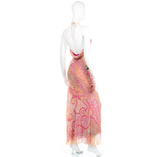 Jenny Packham 2000s halter gown with layered pink silk
