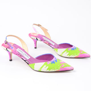 Jimmy Choo Pink Floral Shoes Slingback Heels Size 7