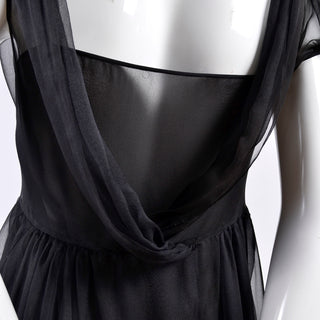 John Galliano black silk dress with draping back and neckline