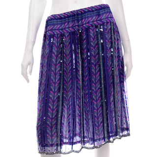 Vintage Judith Ann Creations Purple Beaded Sequin 2 pc Dress W Bird Design skirt blouse
