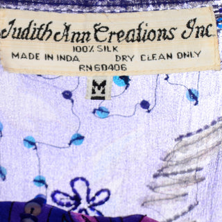 Vintage Judith Ann Creations Purple Beaded Sequin 2 pc Dress W Bird Design 1980s 100% silk