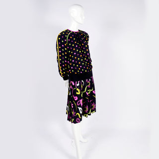 Polka dot and paisley vintage 1980's outfit oversized