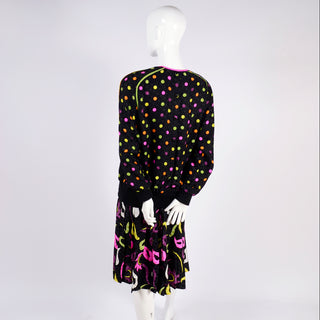 Multicolor polka dot and paisley vintage two piece dress 