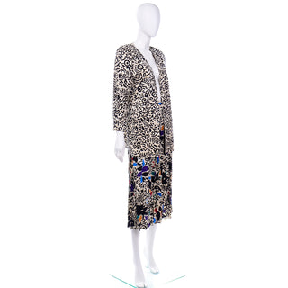 Colorful Julie Frances Pattern Mix Abstract Print Silk Jacket and Skirt Outfit