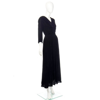 1940s Kamore Black Silk Velvet Evening Dress or Hostess Gown size small