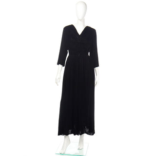 1940s Kamore Black Silk Velvet Evening Dress or Hostess Gown Xs/S
