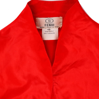 1980s Karl Lagerfeld Fendi Red Silk Satin Strapless Evening Dress w Bolero 42