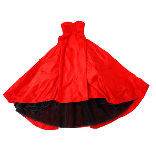1980s Karl Lagerfeld Fendi Red Silk Satin Strapless Evening Dress w Bolero Size 42