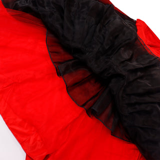 1980s Karl Lagerfeld Fendi Red Silk Satin Strapless Evening Dress w Bolero Jacket 42