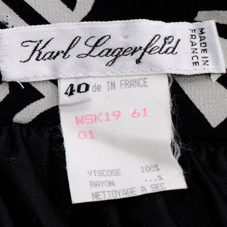 Vintage Karl Lagerfeld Black & White Self Portrait High Waist Skirt Rayon