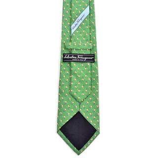 Vintage novelty pilot airplane tie kelly green Salvator Ferragamo necktie
