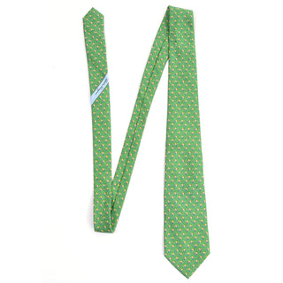 Salvator Ferragamo vintage kelly green necktie with airplane print