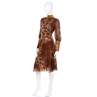 Kenzo Botanical Print Dress w Velvet Bishop Sleeves - Modig