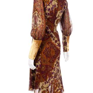 Kenzo Botanical Print Bias Cut Dress in Fall Colors - Modig
