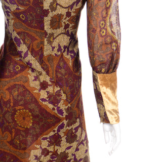 Kenzo Botanical Print Bias Cut Dress w Velvet Cuffs- Modig