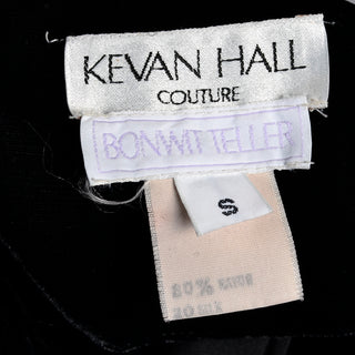 1980s Kevan Hall Couture Vintage Black Silk Blend Beaded Sweater Bonwit Teller