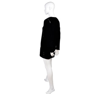 1980s Kevan Hall Couture Vintage Black Silk Blend Beaded designer Sweater