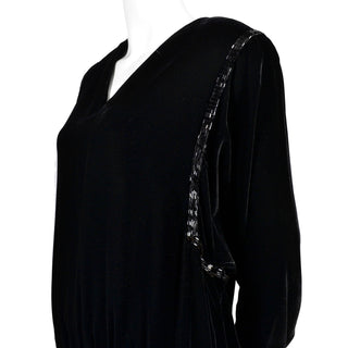 1980s Kevan Hall Couture Vintage Black Silk Blend Beaded Sweater Oversized