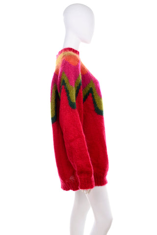 1980's Maurice Sasson Kikit Red Mohair Mock Turtleneck Sweater