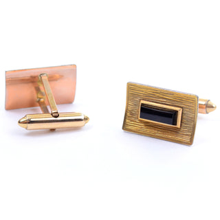 Onyx and Gold rectangular vintage cuff links
