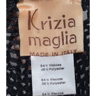 Krizia maglia made in Italy early 1980's Krizia label on an open weave stretch sweater with extra long sleeves