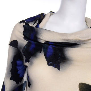 2013 Alber Elbaz Lanvin Blue & Cream Butterfly Sweater Top