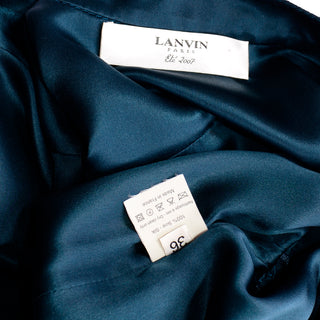 Lanvin Spring 2007 Teal Green Silk Short Tab Sleeve Dress Brass details