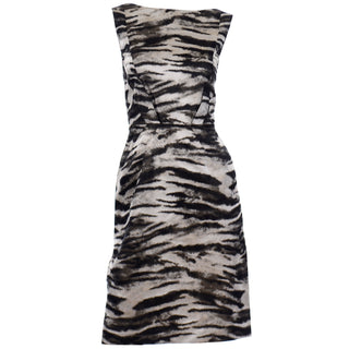 Gray and Black Abstract Lanvin 2013 Alber Elbaz Zebra Print Sleeveless Dress