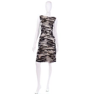Black & Gray Lanvin 2013 Alber Elbaz Zebra Print Sleeveless Dress