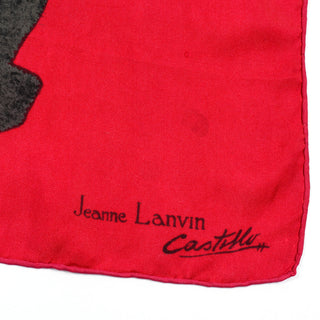 1950s Lanvin Costillo Red & Blue Silk Turtle Scarf
