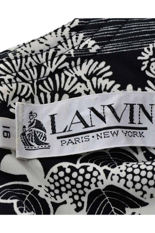 Lanvin Vintage 70s Black & White Print 1970s Vintage Dress