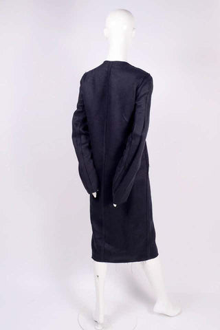 Lanvin Deconstructed Dress in Indigo Blue Linen w/ Raw Edges Coat Alber Elbaz