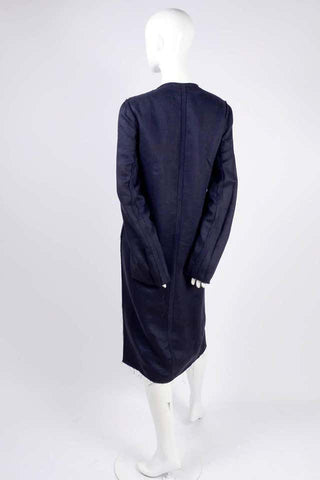 Lanvin Deconstructed Dress or Coat  in Indigo Blue Linen w/ Raw Edges Alber Elbaz