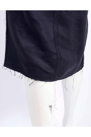 Alber Elbaz Lanvin Deconstructed Dress in Indigo Blue Linen w/ Raw Edges Exposed seams  inside out