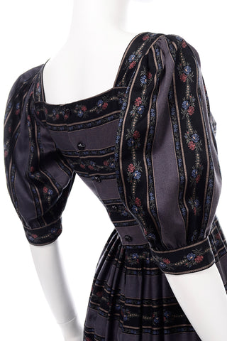 Lanz of Salzburg Vintage cuffed Puff Sleeve Cotton Gray Dress